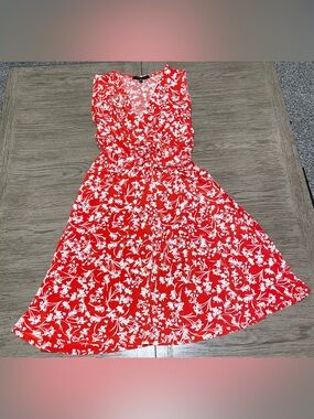 Hail3Y:23 women’s dress, medium, red with white flowers.